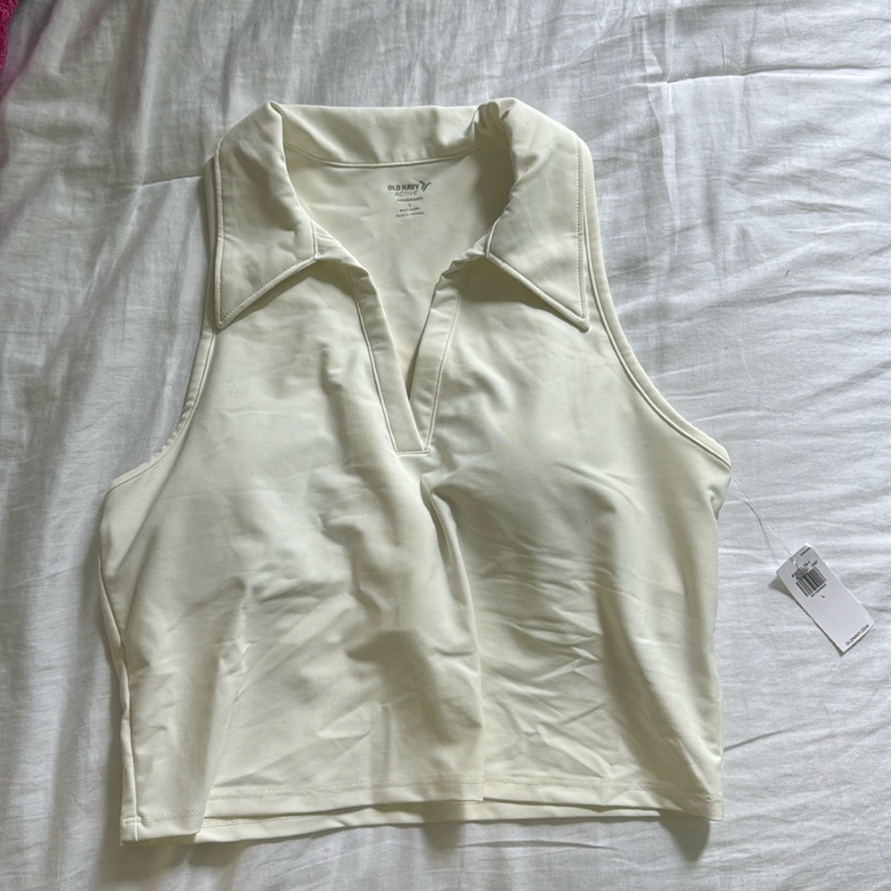 Old navy power soft built in bra collared workout top